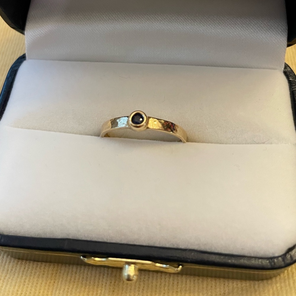 James Avery Hammered Ring with Lab-Created Blue Sapphire Sz 7
